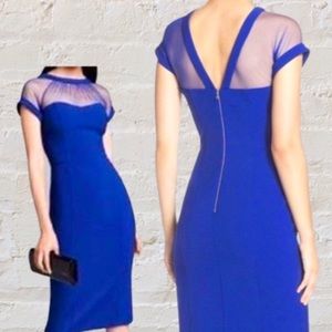 Maggy London Illusion Dress Cobalt Bristol Blue Mesh Cocktail Professional 10